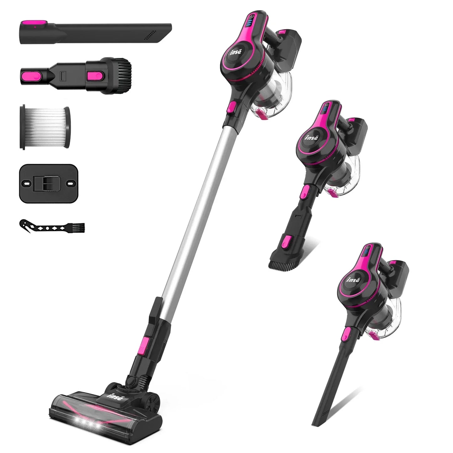 INSE N520 Cordless Vacuum Cleaner, 28Kpa 6-in-1 Rechargeable Stick Vacuum Lightweight for Carpet Hardfloor Pet Hair Home
