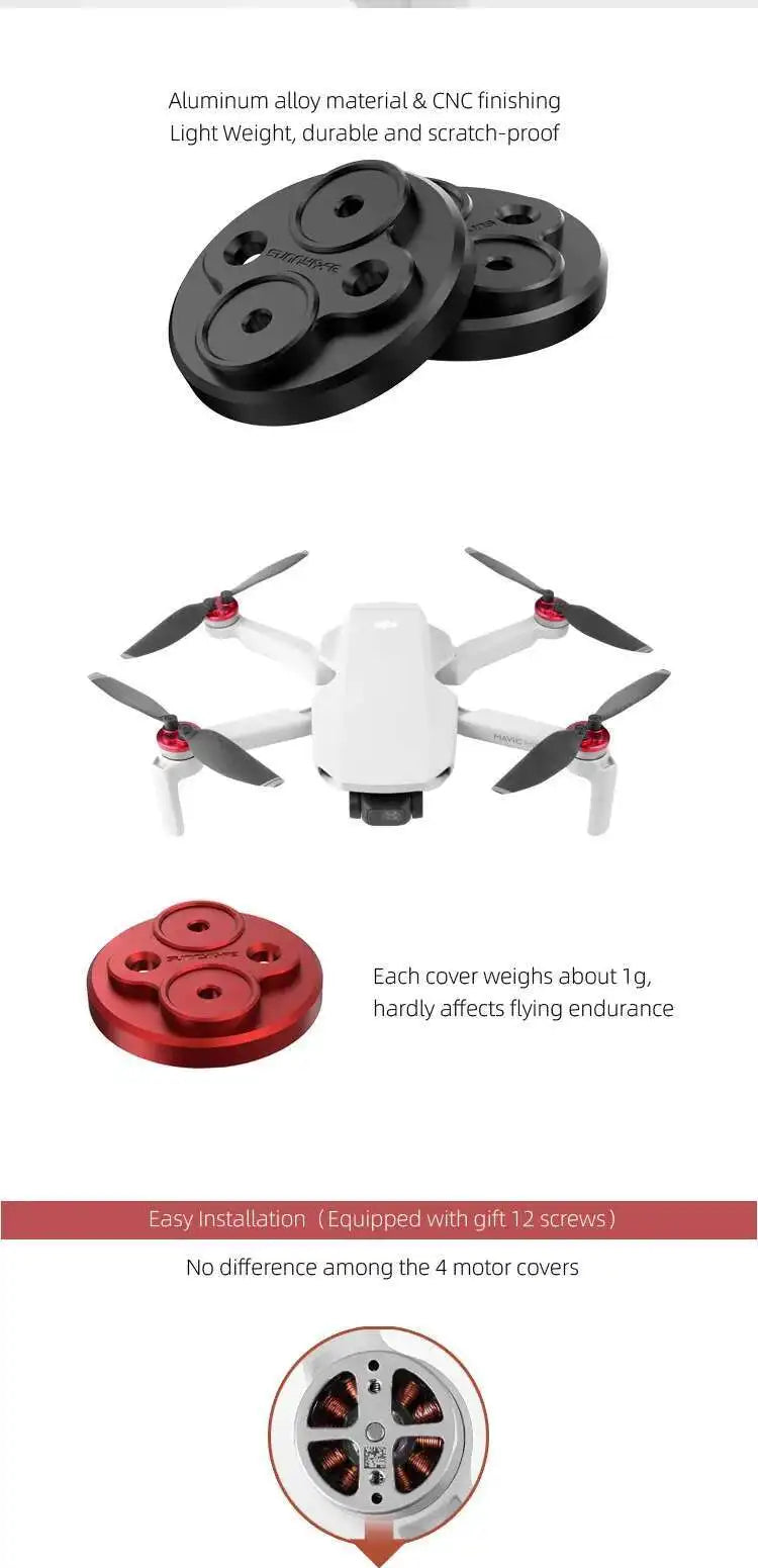For DJI Mini 4K Mini 2SE Motor Cover Scratch Proof Propellers Aluminum Alloy Protective Cover For Mavic Mini 2 Accessories