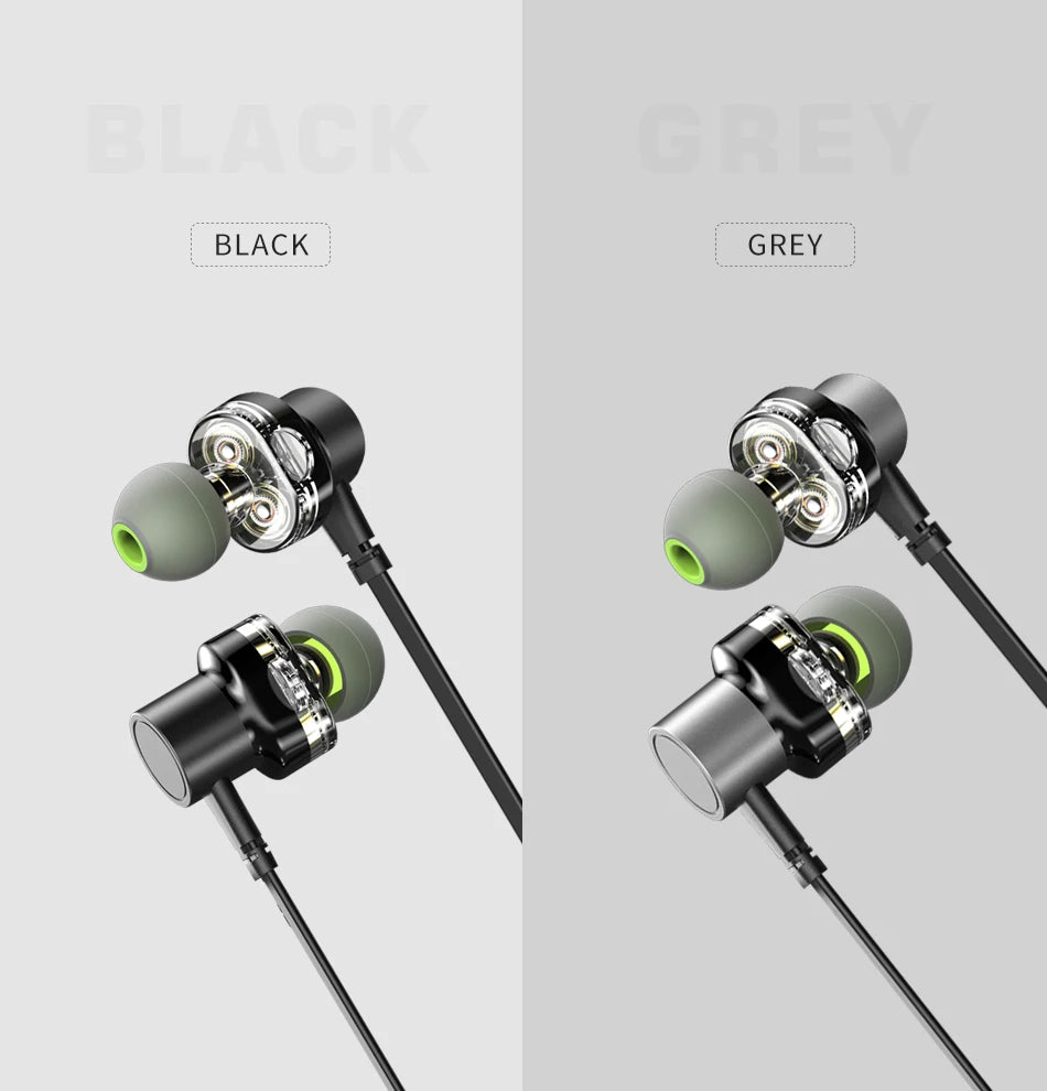 Awei Z1 3.5mm Jack Dual Driver Wired Earphones Stero Headphones With Microphone in-ear Earbuds Sport Headset For Smart Phones