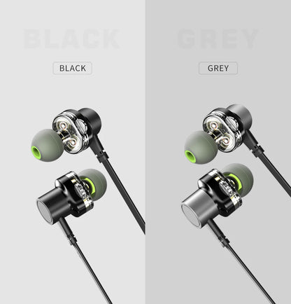 Awei Z1 3.5mm Jack Dual Driver Wired Earphones Stero Headphones With Microphone in-ear Earbuds Sport Headset For Smart Phones