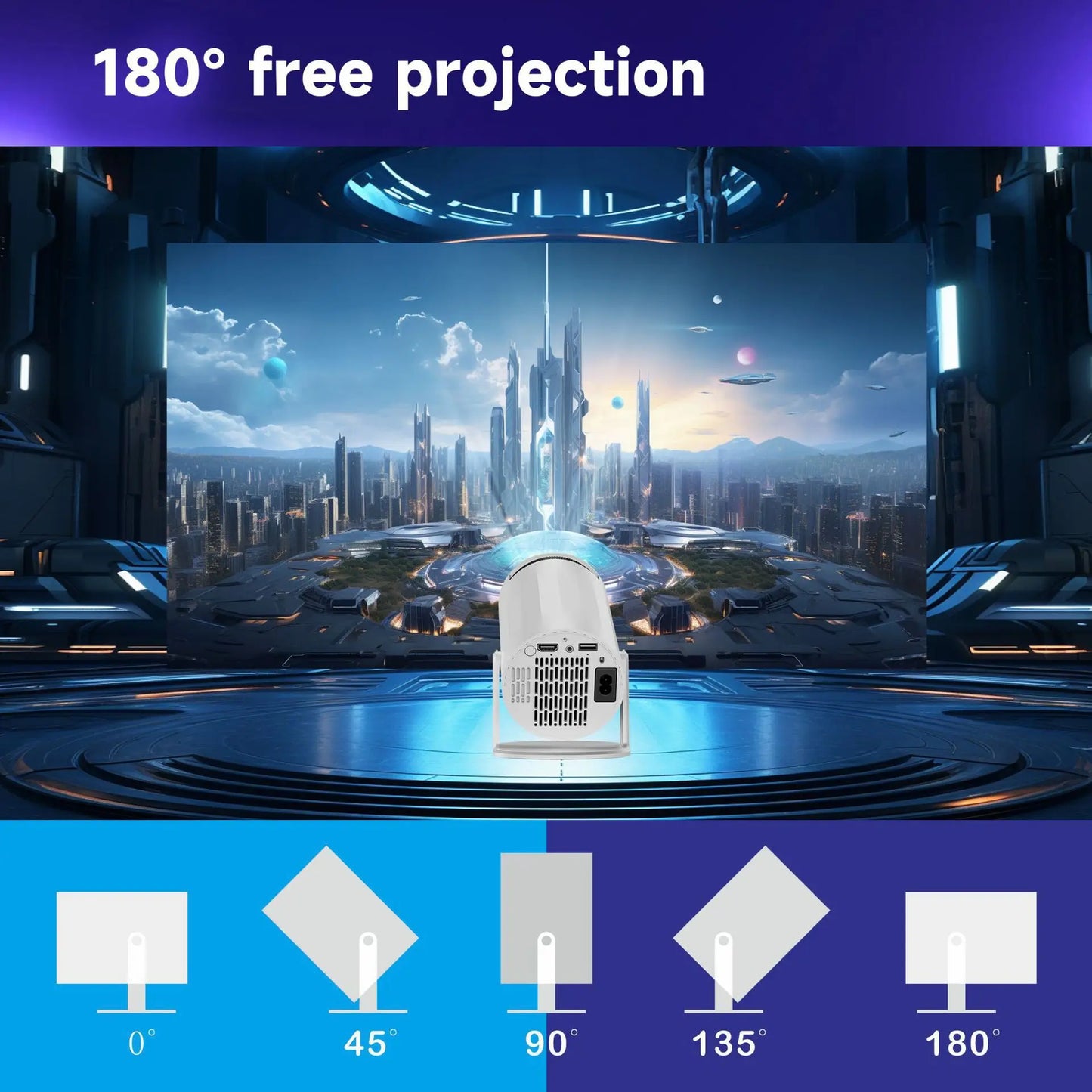 Salange X8Mini Native 720P Android 4K Projector with Lifetime Free TV Channels WiFi6 BT5 Video Projector Coolita OS Home Cinema