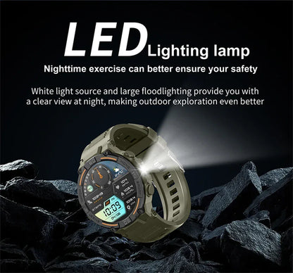 2025 New Sport Smart Watch Men 360*360 HD Screen Flashlight Health Monitoring IP68 Waterproof Heart Rate BT Call Smartwatch Man