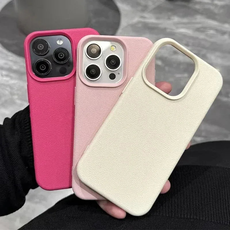 Luxury Matte Soft Leather Candy Phone Case For iPhone 15 Pro Max Case iPhone 16 14 13 11 12 Pro Max Liquid Silicone Rugged Cover