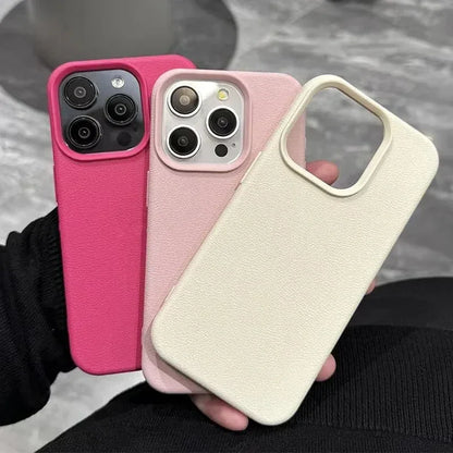 Luxury Matte Soft Leather Candy Phone Case For iPhone 15 Pro Max Case iPhone 16 14 13 11 12 Pro Max Liquid Silicone Rugged Cover