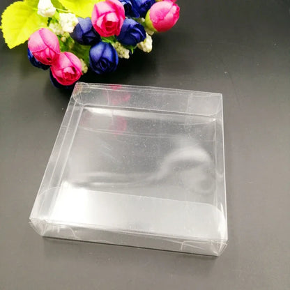50pcs Ax10x10 Transparent Jewelry Gift Box Clear PVC Plastic Box Packaging Wedding Christmas Gift Box for Jewelry Storage Boxes