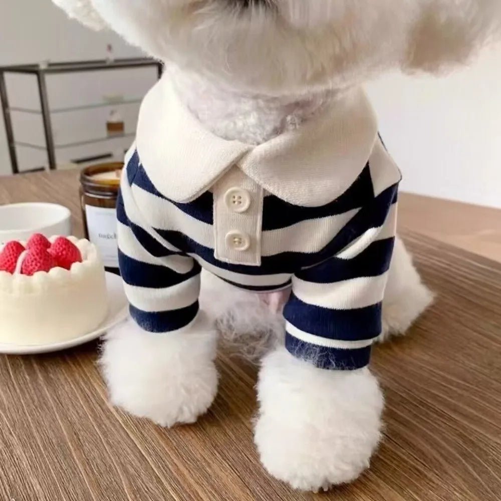 Fashion Striped Collared Dog Shirt Soft Breathable Cooling Vest Pet Hoodie For Puppy Outdoor Activities