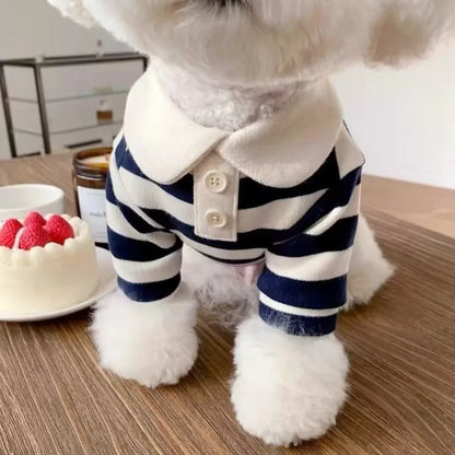 Fashion Striped Collared Dog Shirt Soft Breathable Cooling Vest Pet Hoodie For Puppy Outdoor Activities