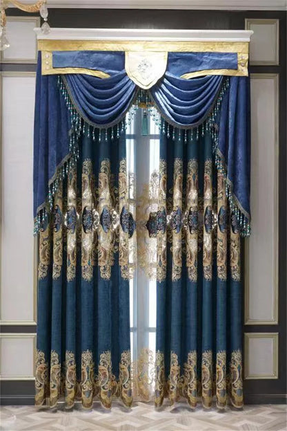 Europe Luxury Style Embroidery Chenille Blackout Curtain High Quality Decoration Living Room Dining Room Bedroom Valance Curtain