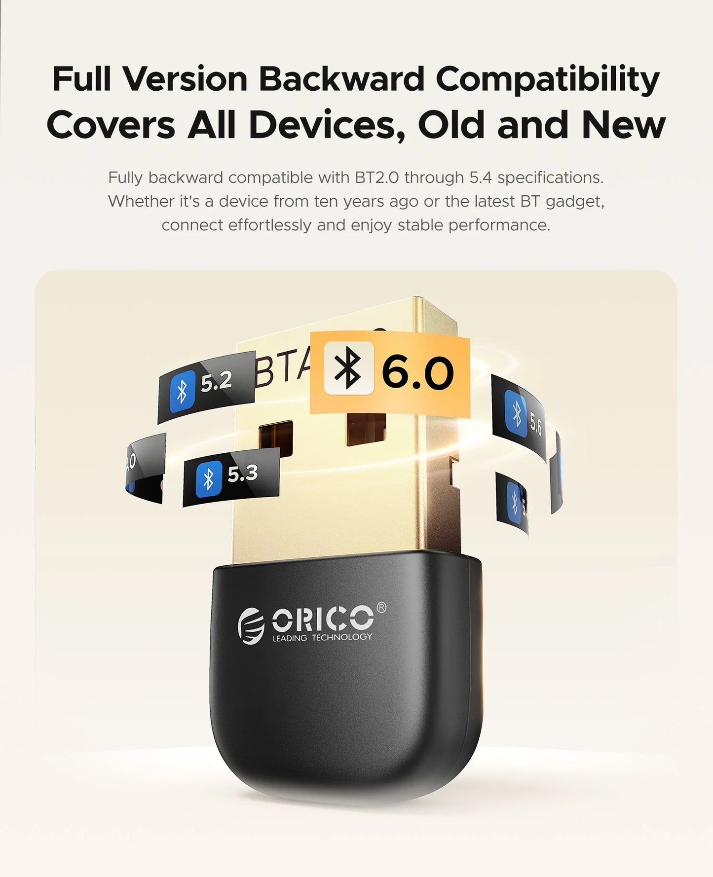 ORICO Dual Mode 6.0 Wireless WiFi Adapter Bluetooth USB Dual Band Network Card Receiver for Desktop Suitable for Desktop Laptops