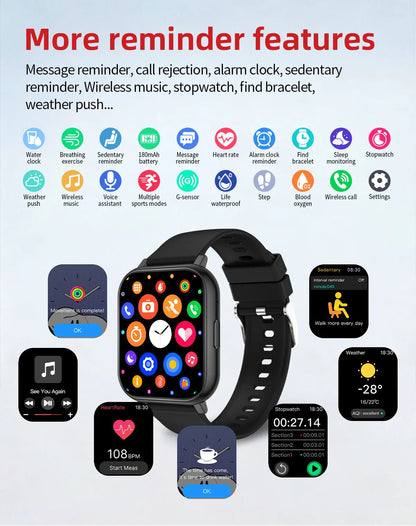 LIGE 2026 New Health Monitor 1.83" HD Screen Fitness SmartWatch Call Reminder Bluetooth Call Waterproof Smart watch Men Women