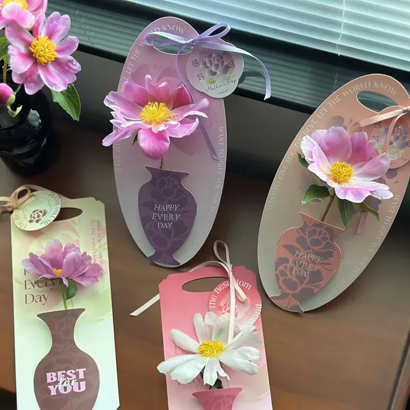 10Pcs Mother's Day Flower Box Creative Vase Shape Single Bouquet Flower Arrangement Handbag Valentine's Day Wedding Gifts Decor