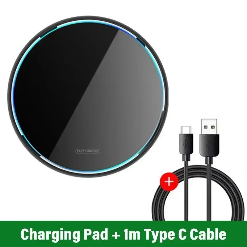 LED Night Light Wireless Charger Stand Pad For iPhone 16 15 14 13 12 Pro Max Samsung S25 S24 Xiaomi Quick Fast Charging Station