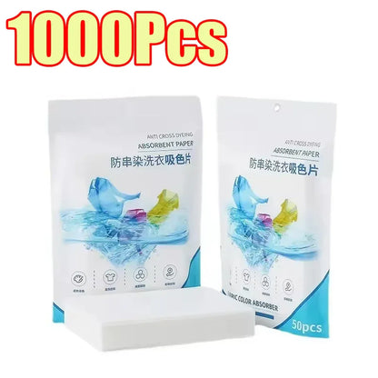50-1400Pcs Laundry Tablets Laundry Paper Anti-Staining Mixing Color Mixing Absorption Washing Household for Washing Machine