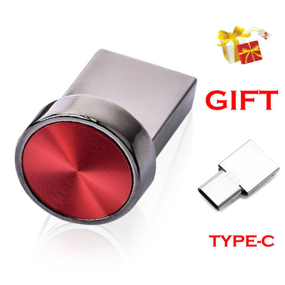 Waterproof USB Stick Fashion TYPE-C Mini Metal button USB Flash Drive Mobile storage disk 64GB Pen drive personal memory stick