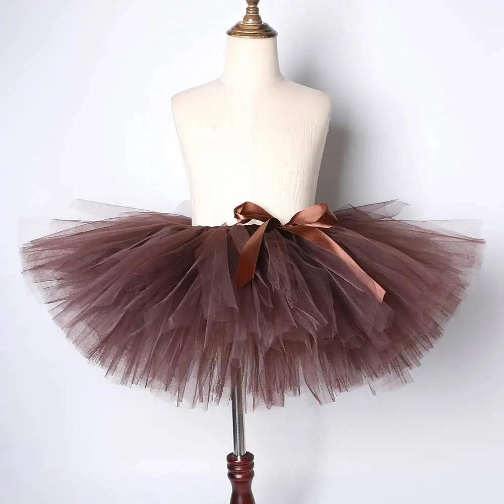 Brown Bear Tutu Skirt Outfit for Baby Girls Christmas Halloween Costumes Children Animal Skirts Girl Birthday Dance Tutus 0-14Y