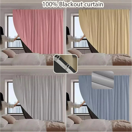 1PC 100% Blackout Curtain solid color High Shading Privacy Coated Insulated Lining Bedroom Living Room Partition Privacy Curtain by PDG ibma