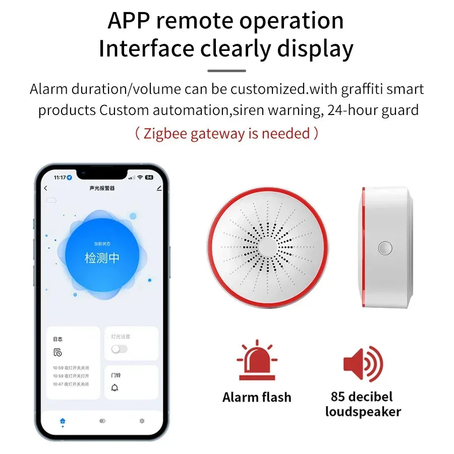 Tuya WiFi ZigBee Alarm Siren Sensor Detector Sound And Light Alarm Home Security System Smart Life APP Alexa Google Assistant