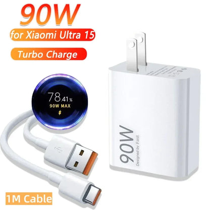 90W Fast Charger For Universal USB Charging Power Adapter USB To Type C Quick Charging Cable Accessories Wall USB Charger