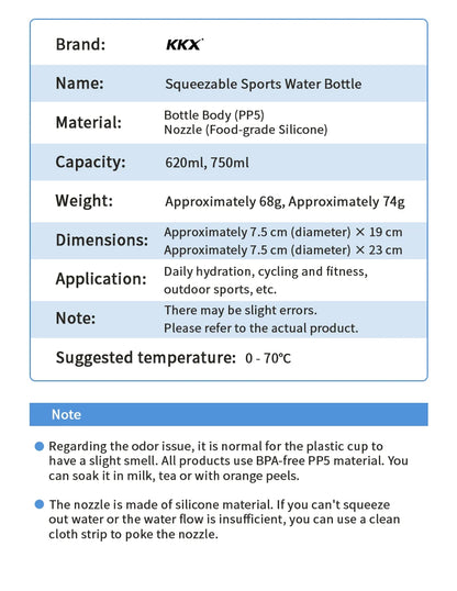 KKX Outdoor Sports Bottle 620ml/750ml Bicycle Bottle MTB Road Gravel Bike Water Bottle  PP5 Portable Large Capacity Drink Kettle