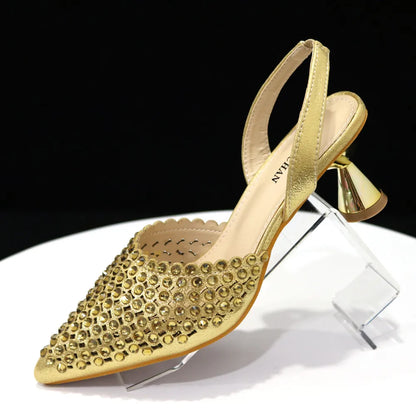 Venus Chan 2023 New INS High-Heeled Pointed Toe Wedding Shoes Colorful Full Diamond Design Shoe and Bag Set for Nigeria Party