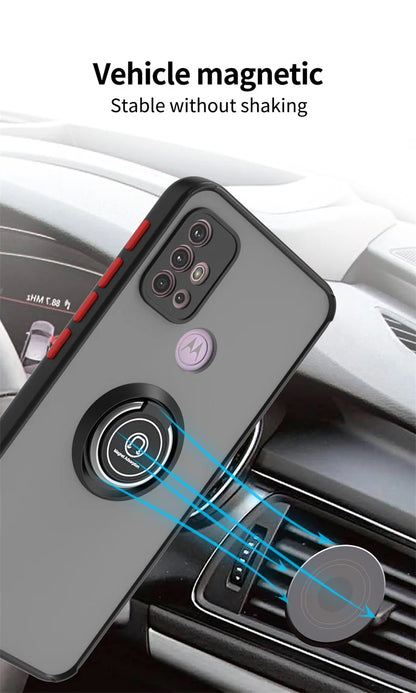 Funda For Motorola G10 G20 G30 Case Shockproof Armor Magnetic Holder Ring Case For Moto G31 G41 G51 G71 Hard PC Matte Back Cover