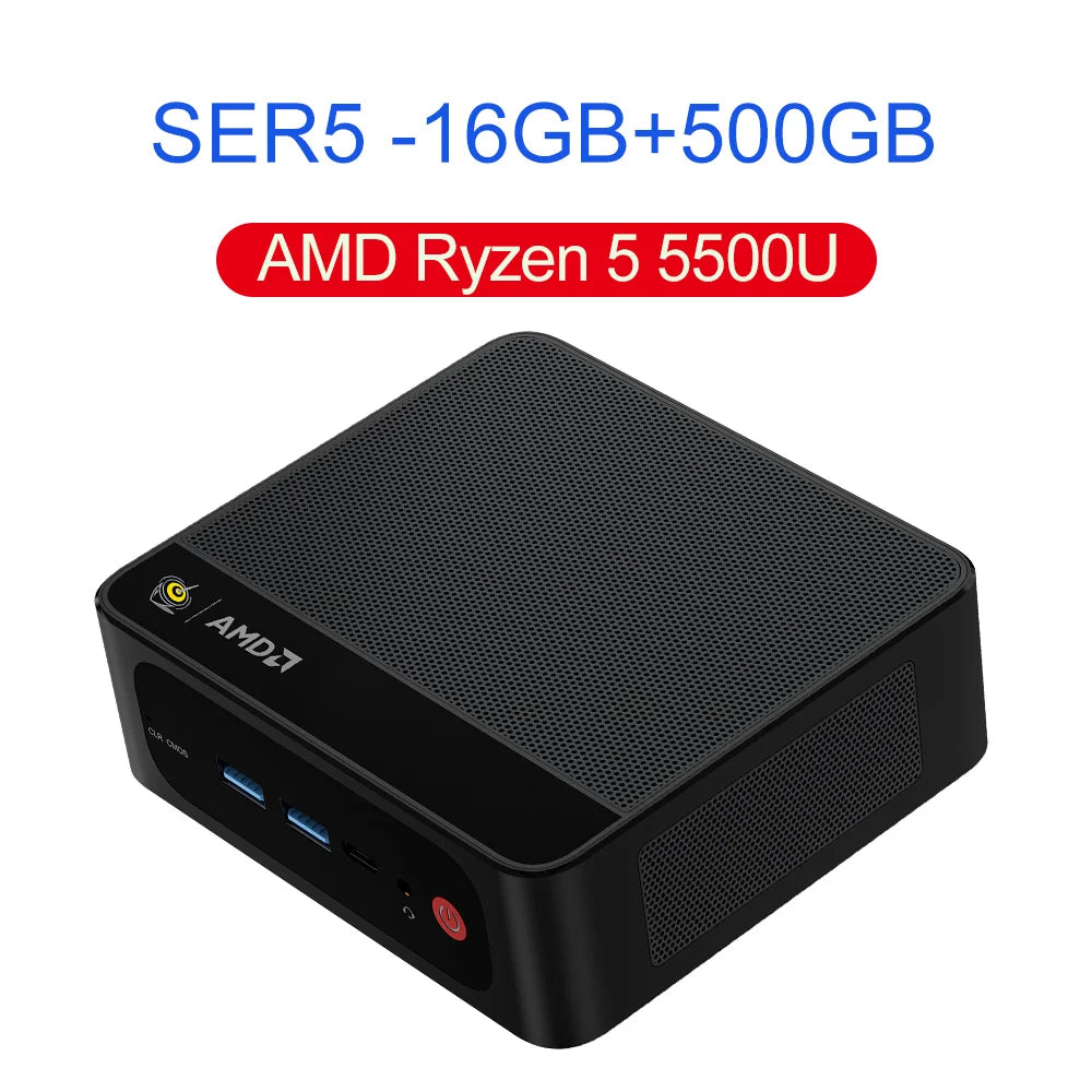 Beelink Mini PC SER5 Max AMD R7 6800U 7735HS R5 5500U R3 3200U 16G 500G NVME Windows Type-C Triple Screen Gamer Mini Computer