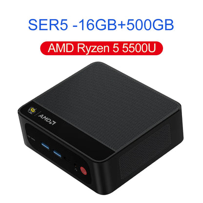 Beelink Mini PC SER5 Max AMD R7 6800U 7735HS R5 5500U R3 3200U 16G 500G NVME Windows Type-C Triple Screen Gamer Mini Computer
