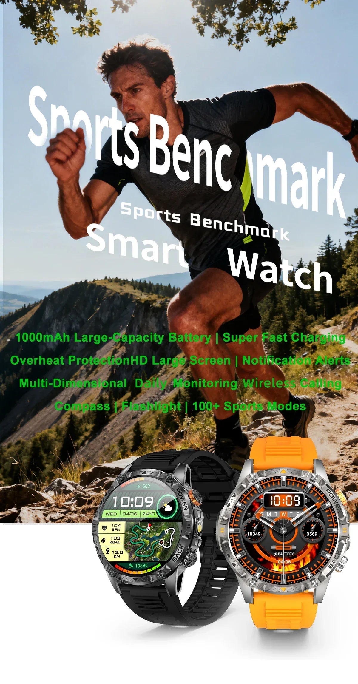 LIGE New Military For T-Rex 3 Ultra Smart Watch 1000mAh Battery IP68 Waterproof Compass Flashlight Sports Tracker Smartwatch Men