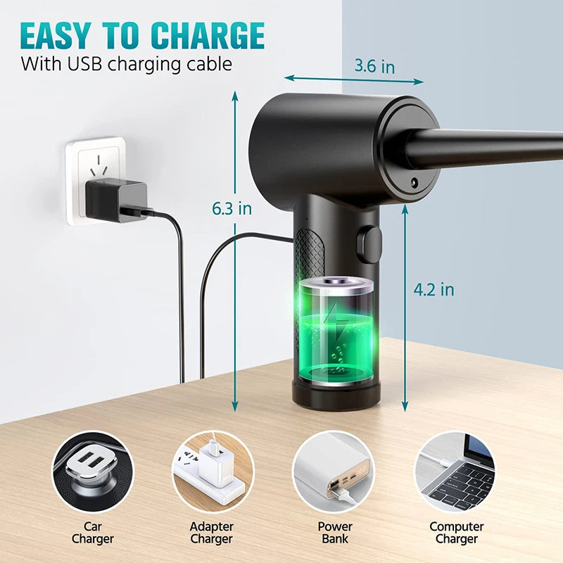 Protable Air Duster for Computer Cleaning 51000RPM Cordless Compressed Air Blower with LED Light for PC computers Keyboard Clean