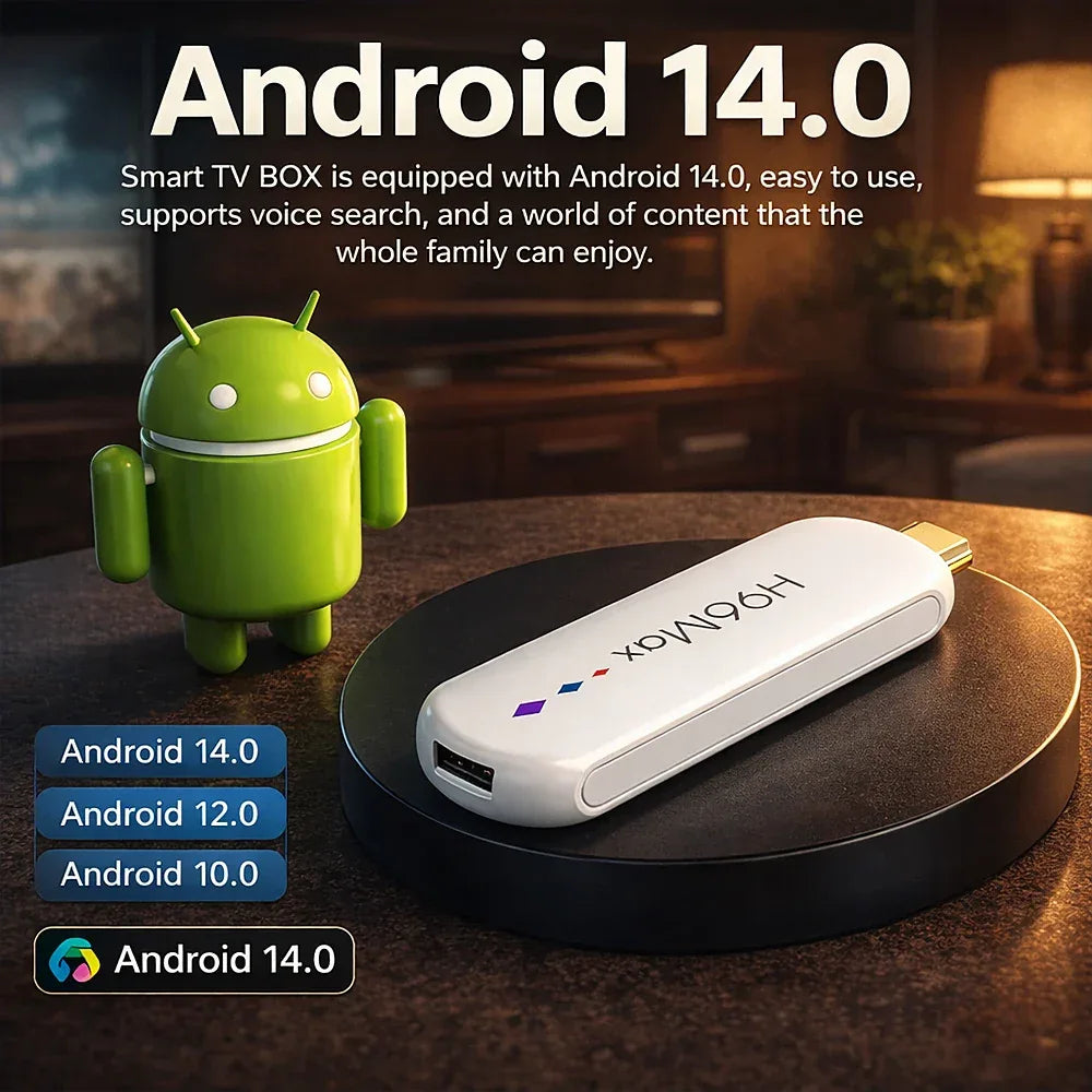 H96 Max S905L TV Stick Android14 Quad Core BT5.0 4K@60fps 2.4G&5G Wifi6 2GB 16GB Google Voice Assistant Media Player AI TV Stick