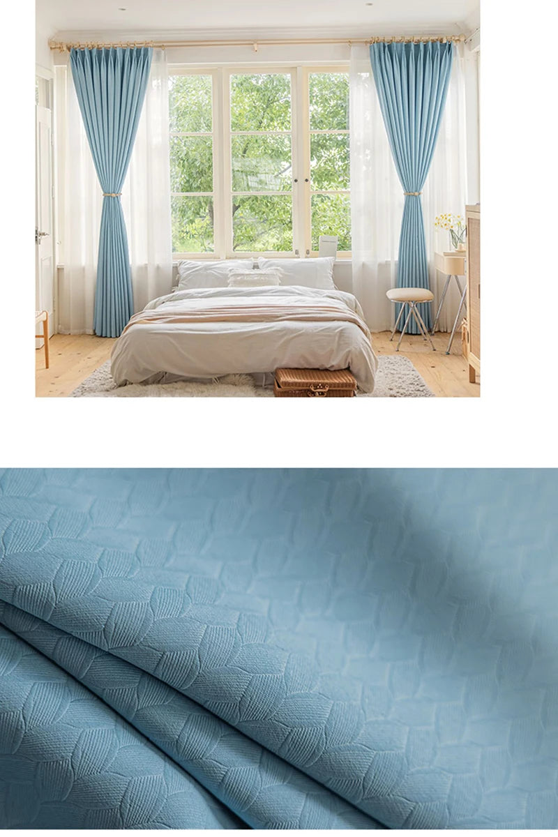 French Cream Style Bay Window Drape Bedroom Thick Full Blackout Curtain Hotel Soundproof Drapes Large Area Living Room Curtains