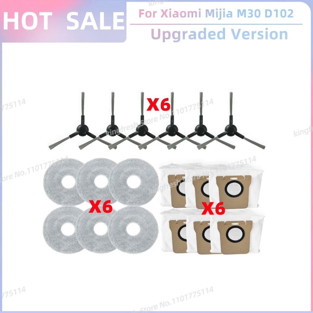 Fit For Xiaomi Mijia M30 D102, Xiaomi X20 Pro D102GL / X20 Max D109GL Parts Main Side Brush Filter Mop Cloth Dust Bag