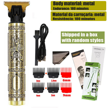 OHS T9 Vintage Electric Hairdresser Oil Shaving Head Pusher Carving Clipper Hair Cutting Machine Precision Trimmer for Men Care
