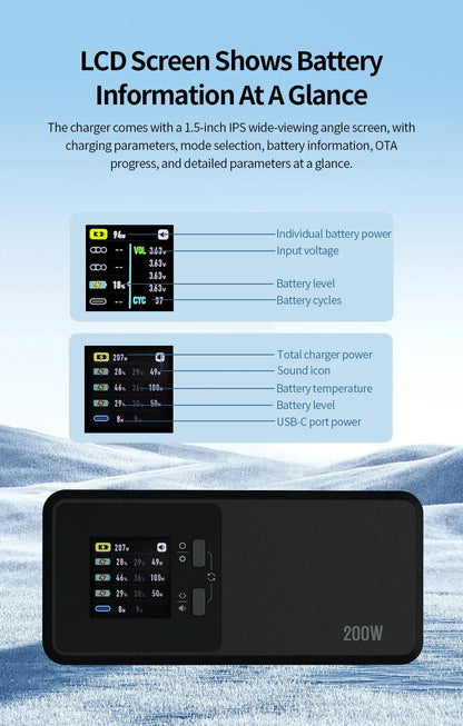 JHDDJI Matrice 4T/4E Battery Charger 200W Butler three-channel smart charger can charge 3 batteries at the same time