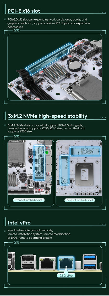 Q670 Intel vPro 8-Bay NAS Motherboard 12/13/14th Gen LGA1700 3*NVMe 2*SFF-8643 1*PCIE5.0x16 2*DDR5 2*2.5G LAN Firewall Mainboard
