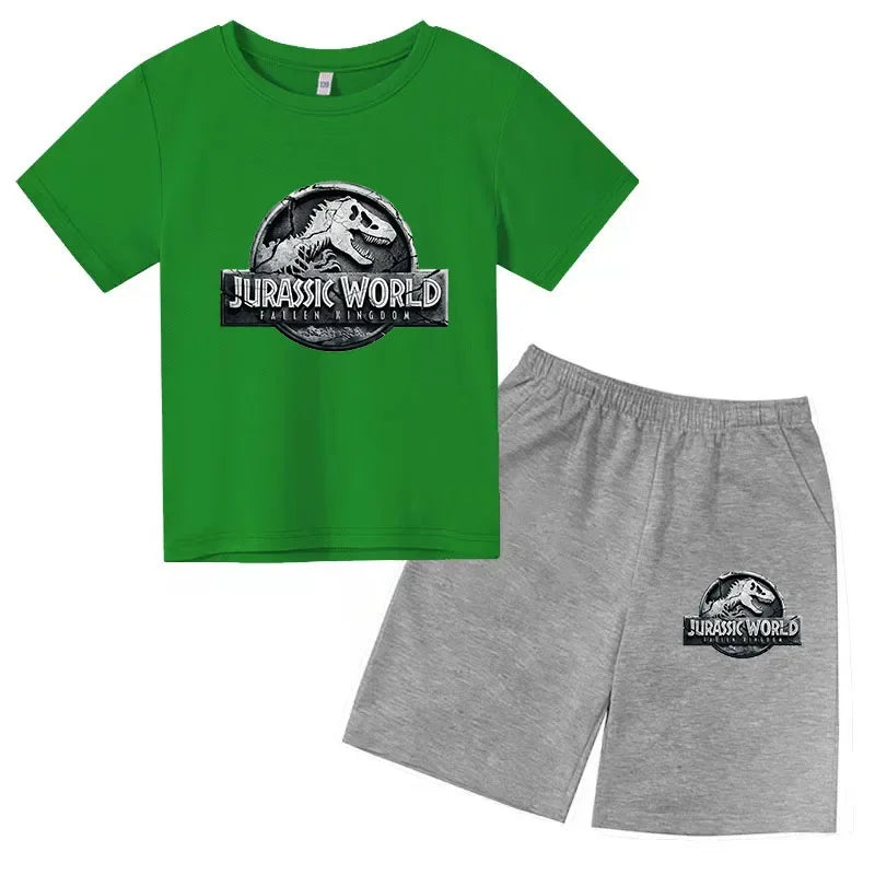 Summer Short Sleeve T Shirt +shorts 2 Piece Set Children Clothes Luxury Brand Print Sport Casual Fashion Boy Girl Kid Tracksuit