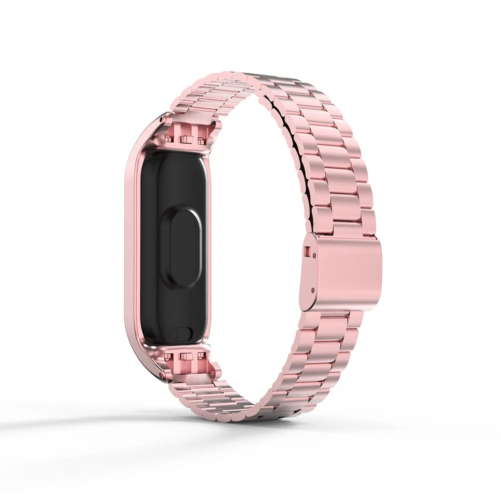 Metal Strap For Mi Band 6 5 4 3 Luxury Stainless Steel Bracelet Watchband For Xiaomi Miband Pink Gold Sliver Wristband With Tool