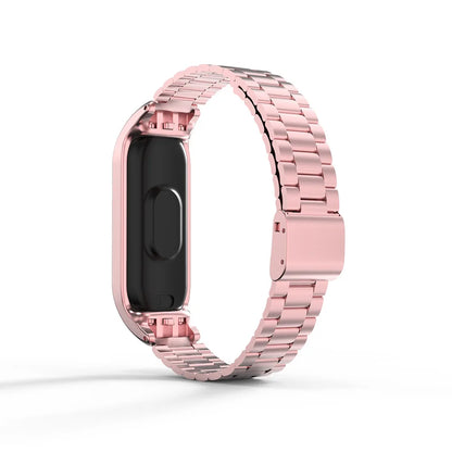 Metal Strap For Mi Band 6 5 4 3 Luxury Stainless Steel Bracelet Watchband For Xiaomi Miband Pink Gold Sliver Wristband With Tool