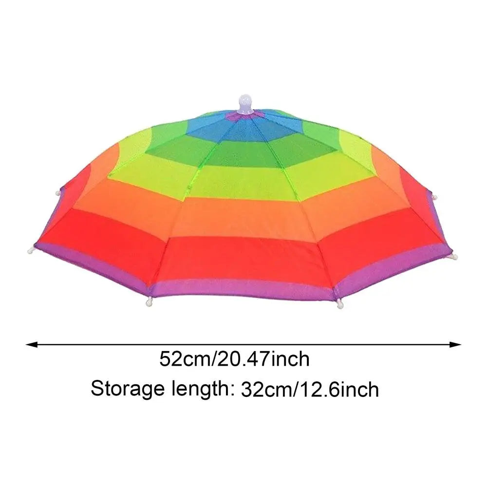 Foldable Head Umbrella Hat Portable Foldable Rain Umbrella Hat Outdoor Fishing Sunshade Hat for Golf Gardening Camping