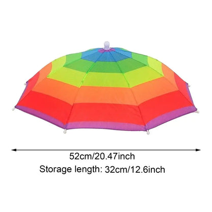 Foldable Head Umbrella Hat Portable Foldable Rain Umbrella Hat Outdoor Fishing Sunshade Hat for Golf Gardening Camping