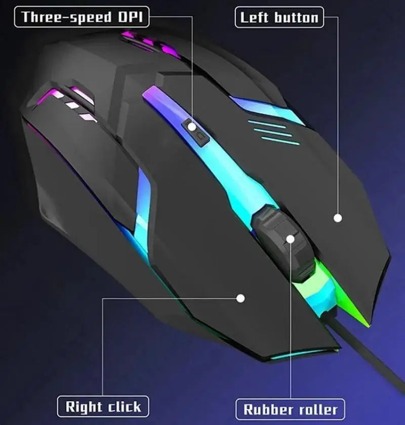 20251 PC ITLY M01 Sports LED Luminous Backlit USB Wired Gaming Mouse for Desktop PC Laptop Office Computer Gaming Mouse