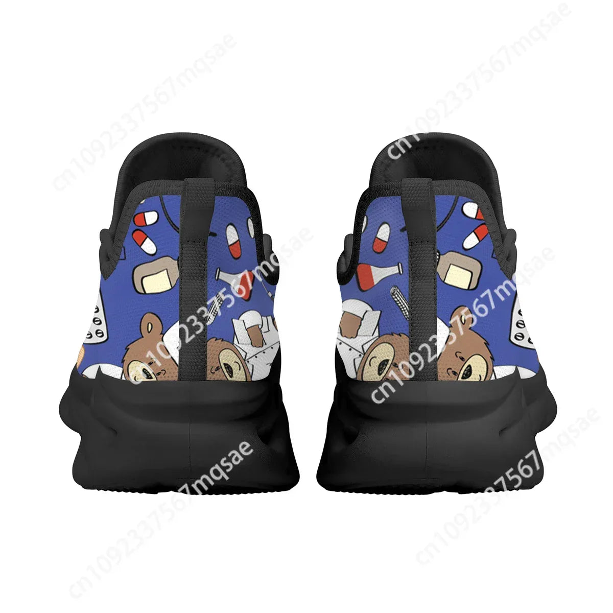 3D Doctor Nurse Dentist Print Flat Shoes Personality Gradient Bear Pattern Sneakers Breathable Lightweight Winter Lace-Up Shoes