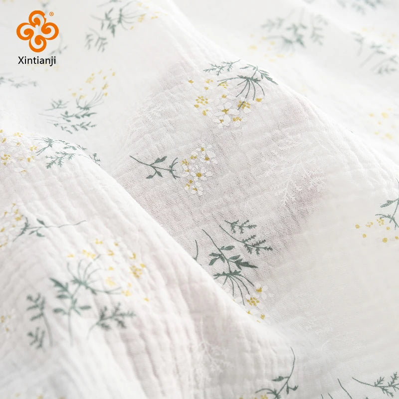 Soft Heart Print Cotton Sewing Fabric Crepe Double Layer Gauze Cloth Valentine's Day Diy Towel Material YHW300530