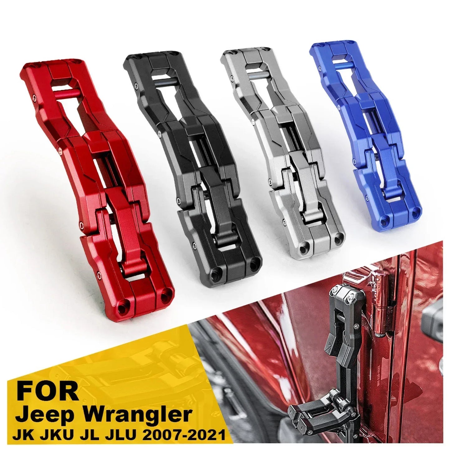 for Jeep Wrangler JK JKU JL JLU 2007-2021 Aluminum Car Folding Stepping Ladder Door Hinge Step Heavy Duty Footboard Foldable