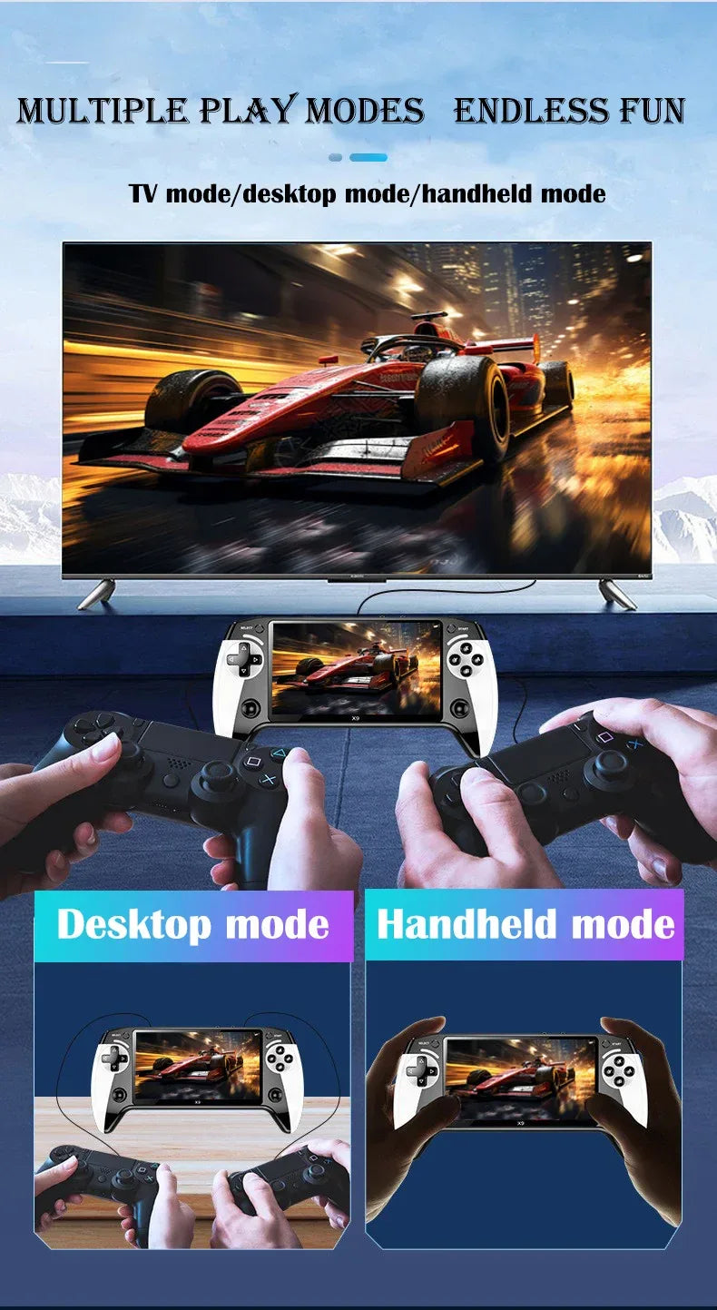 X9 portable game console, 5.5-inch screen, 1500mAh, retro video game player, Type C charging, electronic game player, large Arca