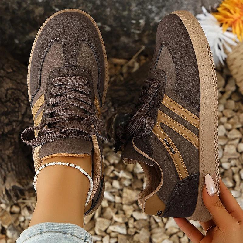 White Platform German Training Shoes Women 2026 Spring Non Slip Thick Sole Casual Sneakers Woman Lace Up Sport Shoes Flats Mujer