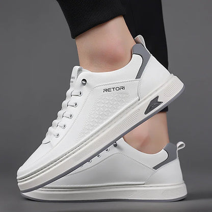 New Men's Shoes High Quality Leather Casual Shoes for Men Designer Sneakers Tenis Masculino Comfort Lace-up White Sport Shoes