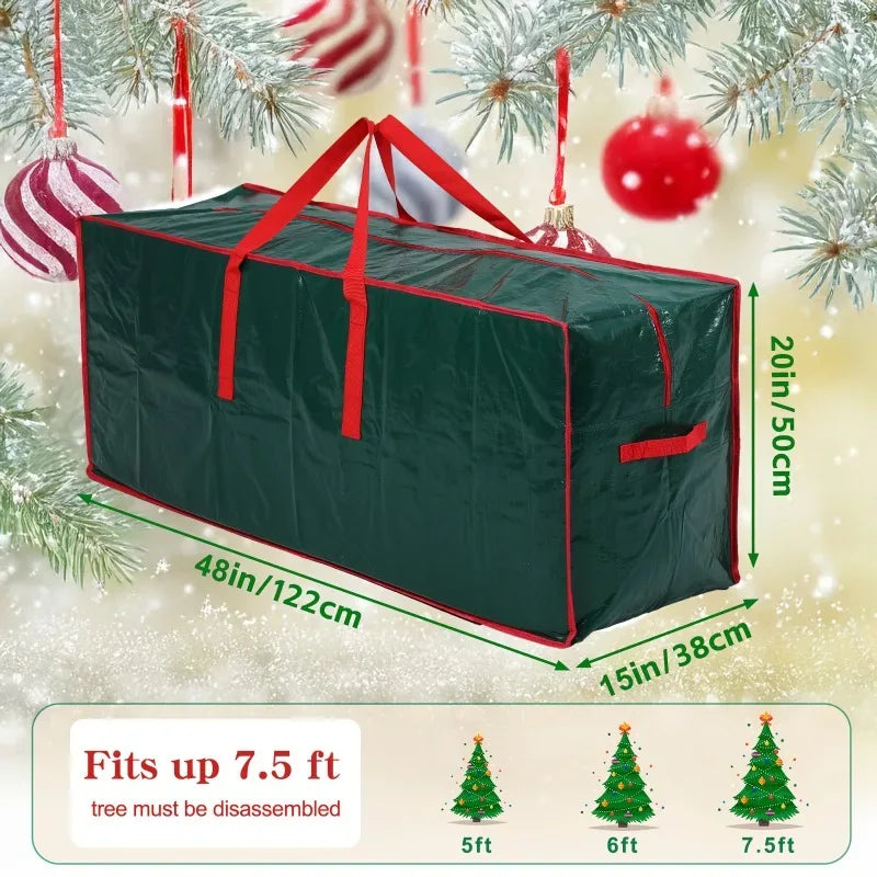 Christmas Tree Storage Bag for Up to 228.6cm Disassembled Trees with Reinforced Handles & Dual Zipper Dust & Moisture Protection