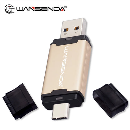WANSENDA 128GB TYPE C USB 3.0 Flash Drive Pen Drive 32GB 64GB 256GB 512GB High Speed Pendrive for HUAWEI TYPE-C Mobile/PC