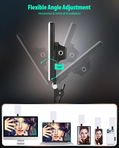 LED Portable Clip-on Selfie Light; Video Conference Lighting, 3 Lighting Modes, Suitable for iPhone Camera Laptop